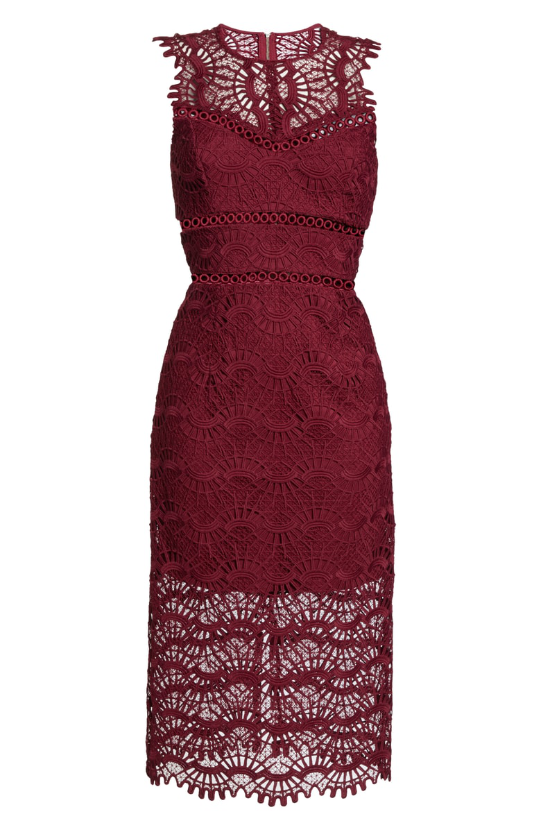 bardot mariano lace sheath dress