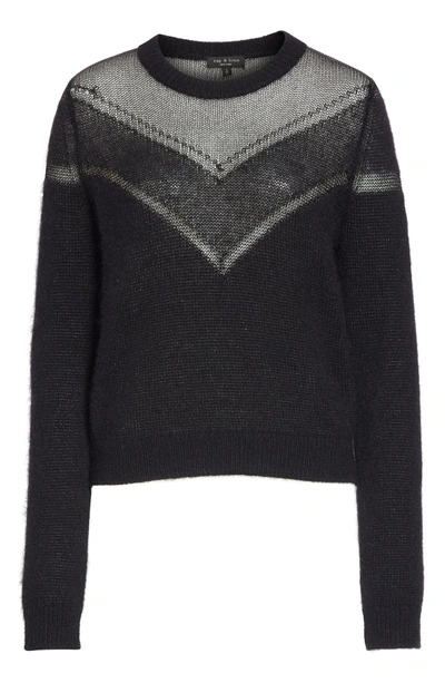 Shop Rag & Bone Sheer Chevron Sweater In Black