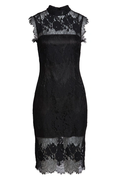 Shop Adelyn Rae Naila Mock Neck Lace Dress In Black