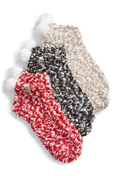 Shop Ugg 3-pack Pompom Socks In Multi 2