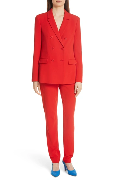 Shop Tibi Steward Double Breasted Blazer In Red