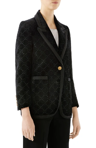 Shop Gucci Gg Velvet Jacket In 1000 Black