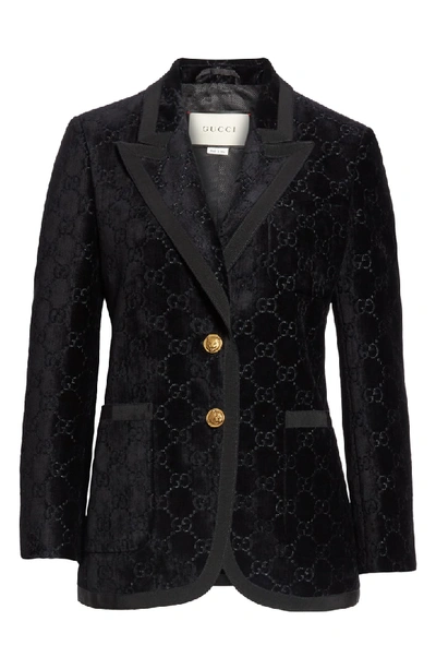 Shop Gucci Gg Velvet Jacket In 1000 Black