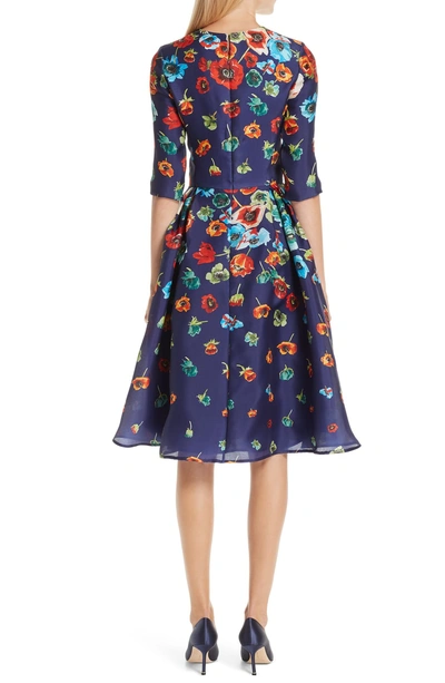 Shop Carolina Herrera Floral Silk Cocktail Dress In Midnight Multi