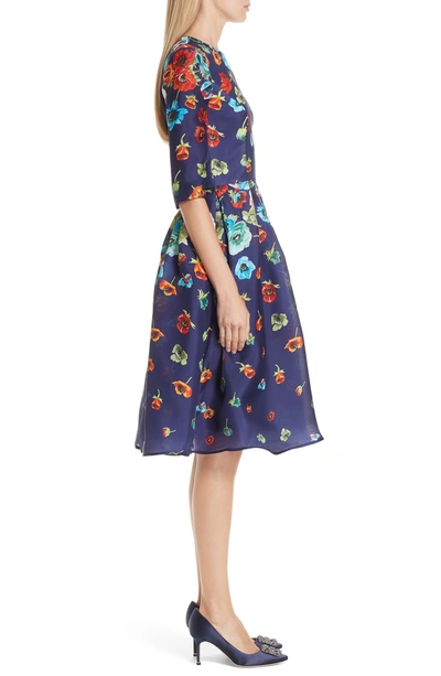 Shop Carolina Herrera Floral Silk Cocktail Dress In Midnight Multi