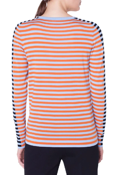 Shop Akris Punto Multicolor Stripe Knit Pullover In Cielo-arancia-nero