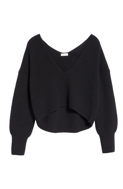 Shop A.l.c Melanie Plunging Merino Wool Sweater In Black