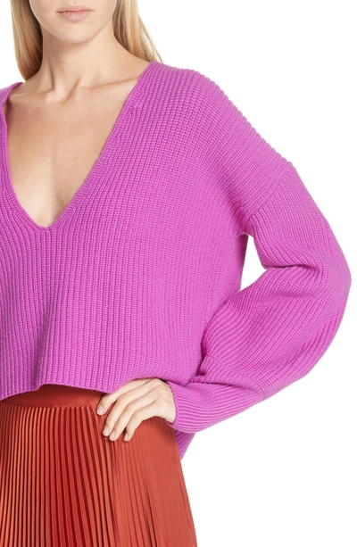 Shop A.l.c Melanie Plunging Merino Wool Sweater In Orchid