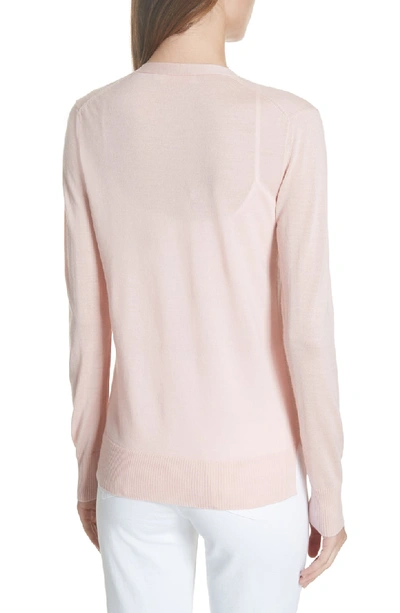 Shop Tory Burch Madeline Merino Wool Cardigan In Coastal Pink