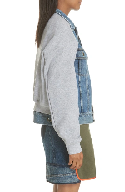 Shop Harvey Faircloth Sweatshirt Sleeve Denim Cape Jacket In Heather