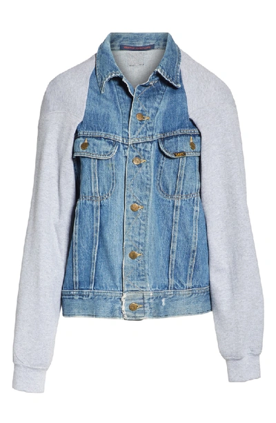 Shop Harvey Faircloth Sweatshirt Sleeve Denim Cape Jacket In Heather