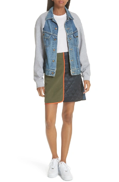 Shop Harvey Faircloth Sweatshirt Sleeve Denim Cape Jacket In Heather