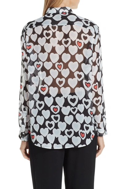 Shop Emporio Armani Heart Print Blouse In Fant Nera