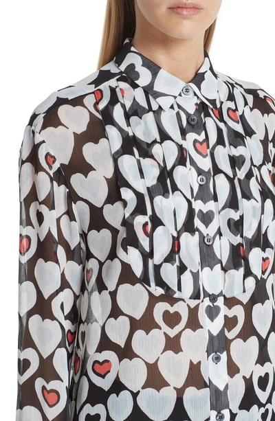Shop Emporio Armani Heart Print Blouse In Fant Nera