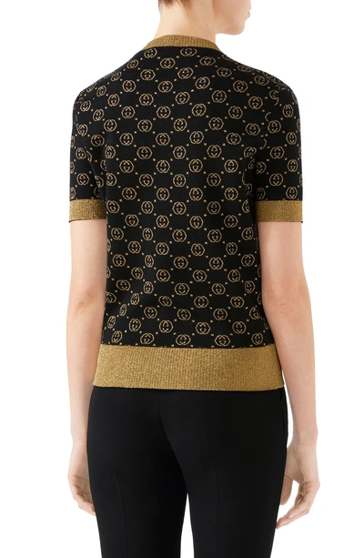 Shop Gucci Metallic Gg Wool Sweater In 1815 Black/ Gold