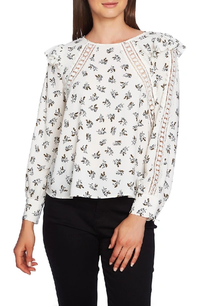 Shop 1.state Delicate Floral Print Top In Soft Ecru Multi