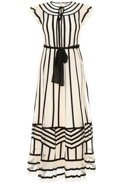 Shop Red Valentino Contrast Ribbon Dress In White Black