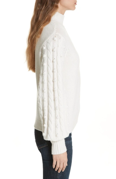 Shop Autumn Cashmere Popcorn Sleeve Cashmere & Wool Blend Sweater In Vanilla