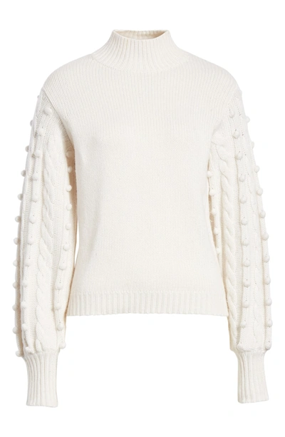 Shop Autumn Cashmere Popcorn Sleeve Cashmere & Wool Blend Sweater In Vanilla