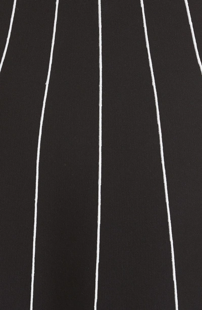 Shop Lela Rose Stripe Knit Fit & Flare Dress In Black / White