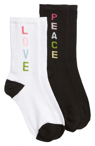 Shop Sockart Peace/love 2-pack Crew Socks In White