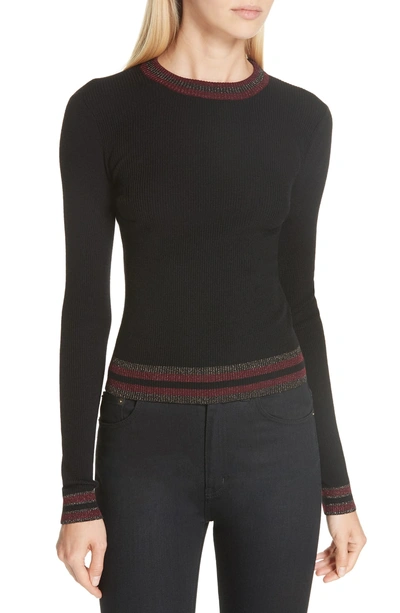 Shop A.l.c Tenney Metallic Stripe Sweater In Black Multi Stripe