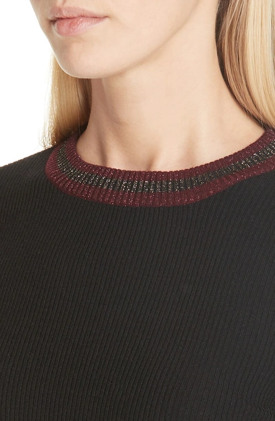 Shop A.l.c Tenney Metallic Stripe Sweater In Black Multi Stripe