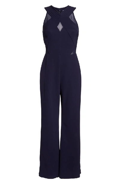 Shop Harlyn Illusion Inset Jumpsuit In Navy