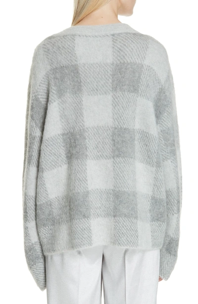 Shop Vince Plaid Oversize Sweater In Silver/ Medium Grey