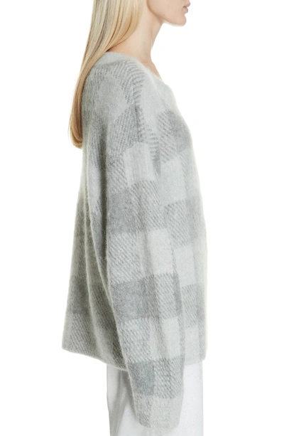 Shop Vince Plaid Oversize Sweater In Silver/ Medium Grey