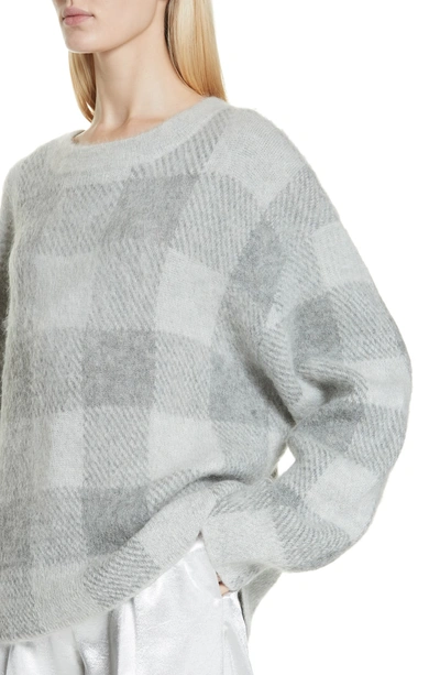 Shop Vince Plaid Oversize Sweater In Silver/ Medium Grey