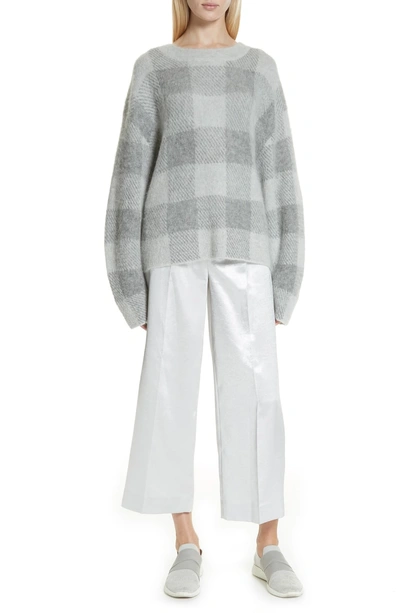 Shop Vince Plaid Oversize Sweater In Silver/ Medium Grey
