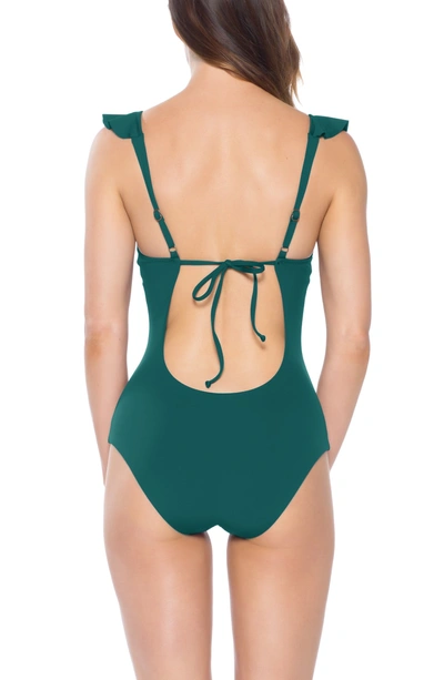 Shop Becca Socialite Ruffle One-piece Swimsuit In Fern