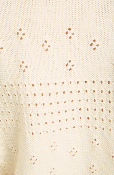 Shop Saint Laurent Eyelet Detail Wool Blend Sweater In Naturel