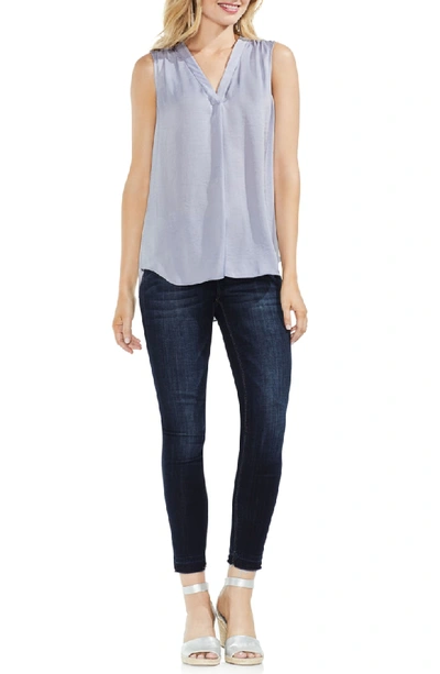 Shop Vince Camuto Rumpled Satin Blouse In Sapphire Ice