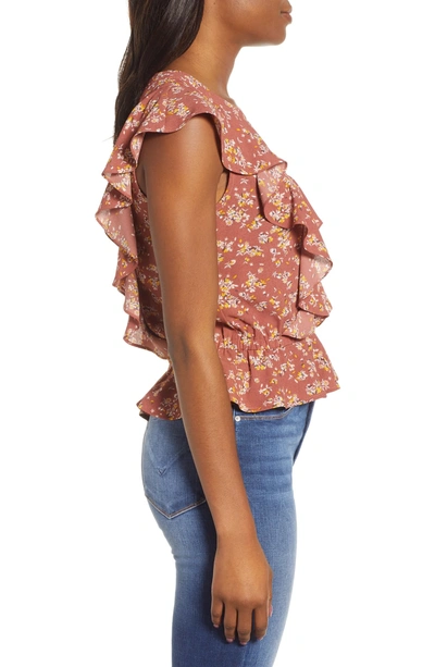 Shop 1.state Flounce Heritage Bouquet Blouse In Terra Earth
