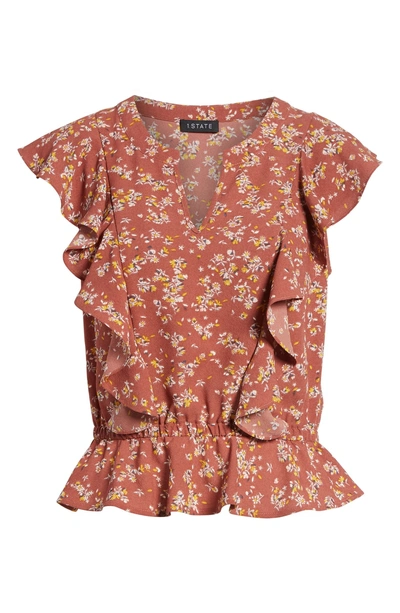 Shop 1.state Flounce Heritage Bouquet Blouse In Terra Earth