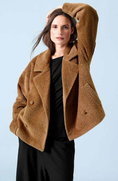 Shop Eileen Fisher Wool & Alpaca Blend Short Jacket In Dark Clay