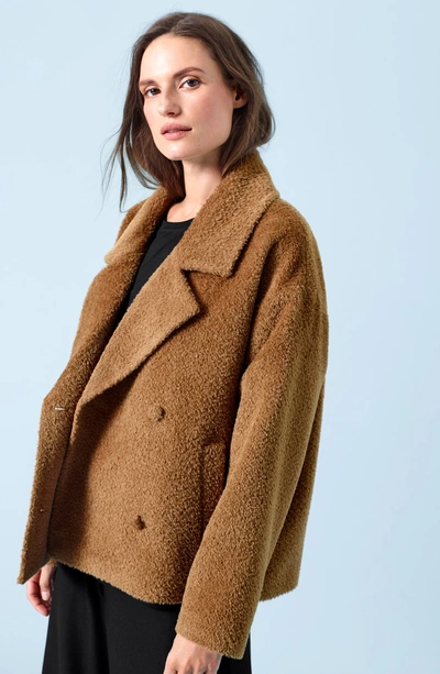 Shop Eileen Fisher Wool & Alpaca Blend Short Jacket In Dark Clay