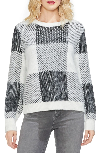 Shop Vince Camuto Check Patchwork Sweater In Antique White