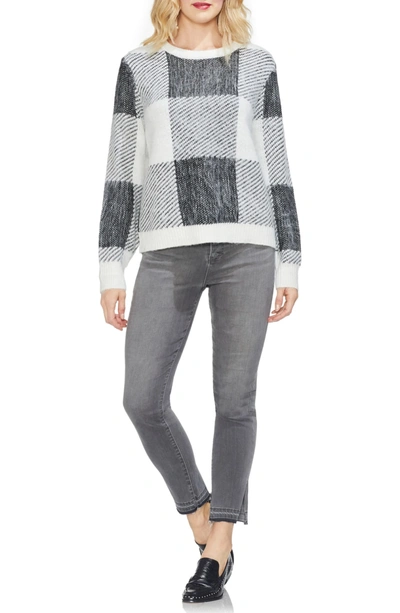 Shop Vince Camuto Check Patchwork Sweater In Antique White