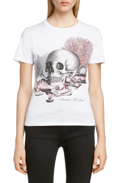 Shop Alexander Mcqueen Skull Shell Graphic Tee In White