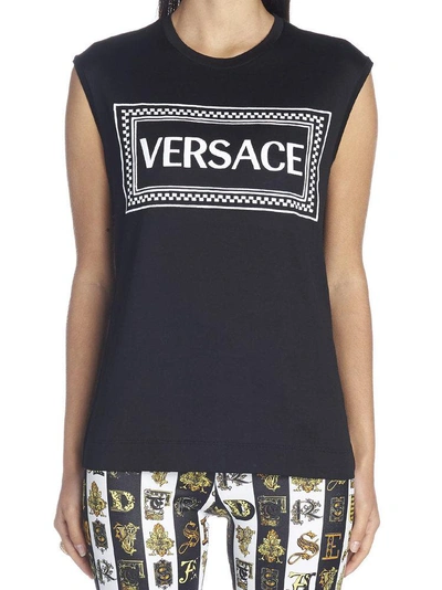 Shop Versace Logo Sleeveless T In Black