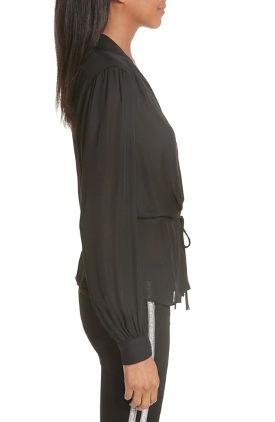 Shop L Agence Cara Silk Wrap Blouse In Black