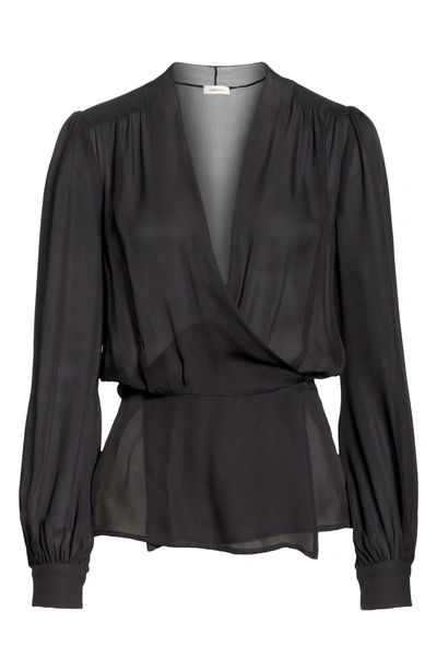 Shop L Agence Cara Silk Wrap Blouse In Black