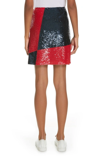 Shop Polo Ralph Lauren Colorblock Sequin Skirt In Navy/ Red Multi