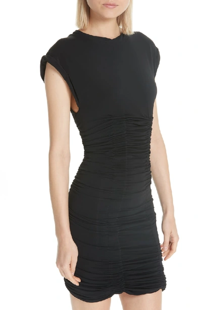 Shop Alexander Wang Ruched Jersey Minidress In Black