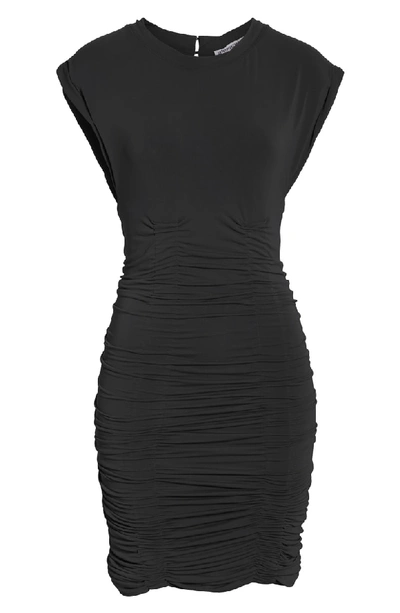 Shop Alexander Wang Ruched Jersey Minidress In Black