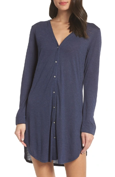 Shop Josie Jersey Sleep Shirt In Heather Night Blue