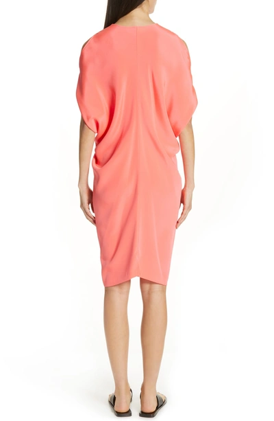 Shop Zero + Maria Cornejo Cold Shoulder Silk Crepe Dress In Coral